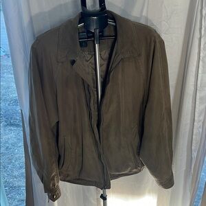 Croft & Barrow Tan Leather Jacket with Stand-Up Collar and Zipper Closure